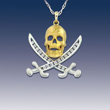 Load image into Gallery viewer, Pirate Pendant Necklace - Captain Jack Skull and Sword - 14K TT Gold and DiamondssPendant
