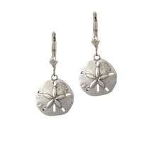 Load image into Gallery viewer, sand dollar earrings sterling silver sand dollar earrings lever back beach earrings sand dollar jewelry