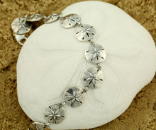Load image into Gallery viewer, sand dollar bracelet sterling silver link bracelet sand dollar jewelry beach jewelry