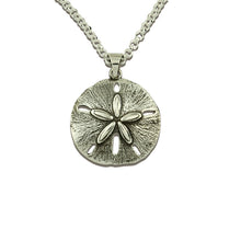Load image into Gallery viewer, sand dollar necklace sterling silver sand dollar jewelry beach jewelry sea life jewelry