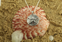 Load image into Gallery viewer, sand dollar necklace sterling silver sand dollar jewelry beach jewelry sea life jewelry
