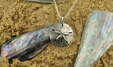 Load image into Gallery viewer, sand dollar necklace sterling silver sand dollar jewelry beach jewelry sea life jewelry