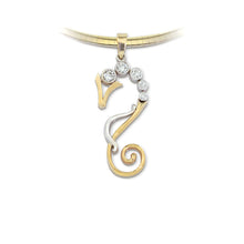 Load image into Gallery viewer, diamond seahorse necklace gold and diamond seahorse silhouette necklace seahorse jewelry sea life jewelry