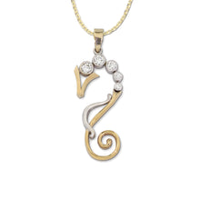 Load image into Gallery viewer, diamond seahorse necklace gold and diamond seahorse silhouette necklace seahorse jewelry sea life jewelry