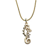 Load image into Gallery viewer, Diamond Seahorse and baby necklace seahorse pendant 14K gold seahorse with diamond baby seahorse seahorse jewelry