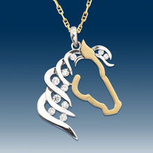 Load image into Gallery viewer, Horse Pendant Necklace - Horse Silhouette Pendant 14K TT gold  with diamonds