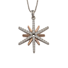 Load image into Gallery viewer, Star Pendant Necklace - 14K WG and RG Diamond Star Necklace - Star Jewelry