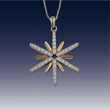 Load image into Gallery viewer, Star Pendant Necklace - 14K WG and RG Diamond Star Necklace - Star Jewelry