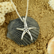 Load image into Gallery viewer, starfish necklace starfish pendant sterling silver crystal starfish jewelry
