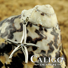 Load image into Gallery viewer, Starfish Pendant Necklace - Sterling Silver with Crystal