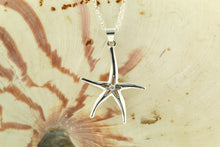 Load image into Gallery viewer, starfish necklace starfish pendant sterling silver crystal starfish jewelry
