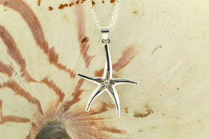 starfish necklace starfish pendant sterling silver crystal starfish jewelry