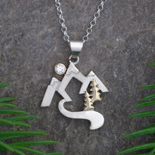 Load image into Gallery viewer, Mountain Stream Necklace - Sterling Silver 10K YG - Mountain Jewelry - Western Jewelry