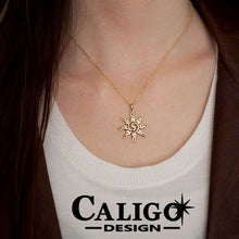 Load image into Gallery viewer, Sun Necklace - Spiral Sun Necklace - 14K yellow gold diamond - sun jewelry - Spiral Sun pendant sky jewelry