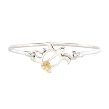 Load image into Gallery viewer, Turtle Bracelet with Hibiscus - Wire Bracelet - Sterling Silver 925 with 10K YG Turtle Jewelry