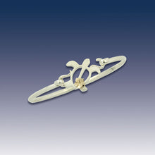 Load image into Gallery viewer, Turtle Bracelet with Hibiscus - Wire Bracelet - Sterling Silver 925 with 10K YG Turtle Jewelry