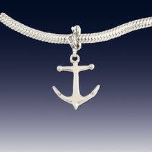 Load image into Gallery viewer, Anchor charm on coral spacer - sterling silver - anchor charm nautical jewelry nautical charm