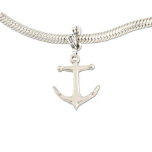 Load image into Gallery viewer, Anchor charm on coral spacer - sterling silver - anchor charm nautical jewelry nautical charm