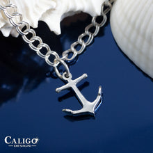 Load image into Gallery viewer, Anchor charm on o-ring - sterling silver - anchor charm nautical jewelry nautical charm