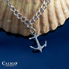 Load image into Gallery viewer, Anchor charm on o-ring - sterling silver - anchor charm nautical jewelry nautical charm