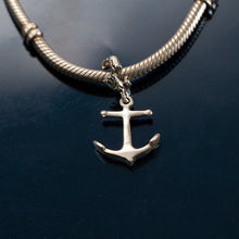 Load image into Gallery viewer, Anchor charm on coral spacer - sterling silver - anchor charm nautical jewelry nautical charm