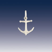 Load image into Gallery viewer, Anchor charm on o-ring - sterling silver - anchor charm nautical jewelry nautical charm