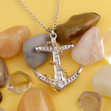 Load image into Gallery viewer, Anchor Pendant Necklace - 14K TT Gold and Diamonds - Nautical Jewelry Ocean Jewelry