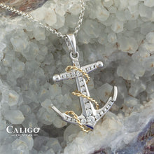 Load image into Gallery viewer, Anchor Pendant Necklace - 14K TT Gold and Diamonds - Nautical Jewelry Ocean Jewelry