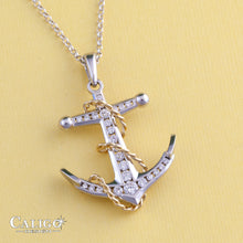 Load image into Gallery viewer, Anchor Pendant Necklace - 14K TT Gold and Diamonds - Nautical Jewelry Ocean Jewelry