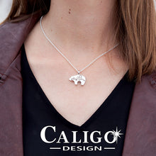 Load image into Gallery viewer, Bear Mountain Necklace - Sterling Silver with 10K YG - Bear Fetish Necklace - bear Jewelry - mountain jewelry - native American jewelry