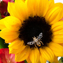 Load image into Gallery viewer, Bee pendant Necklace 14K TT gold black and white diamonds Bee Jewelry