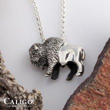 Load image into Gallery viewer, bison necklace sterling silver buffalo necklace bison jewelry wild life jewelry