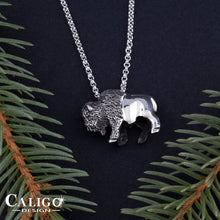 Load image into Gallery viewer, bison necklace sterling silver buffalo necklace bison jewelry wild life jewelry