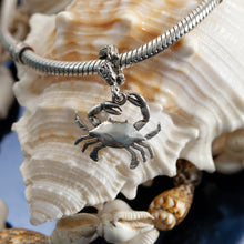 Load image into Gallery viewer, crab charm on coral spacer - crab charms - crab jewelry beach charms