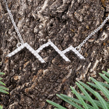 Load image into Gallery viewer, Diamond mountain silhouette necklace pave diamond mountain diamond mountain mountain necklace mountain jewelry