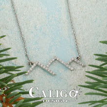 Load image into Gallery viewer, Diamond mountain silhouette necklace pave diamond mountain diamond mountain mountain necklace mountain jewelry