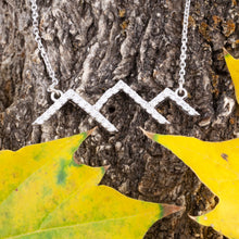 Load image into Gallery viewer, Diamond mountain silhouette necklace pave diamond mountain diamond mountain mountain necklace mountain jewelry