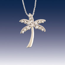 Load image into Gallery viewer, Diamond and Gold Palm tree necklace - beach jewelry - 14K white gold with diamonds - palm tree jewelry