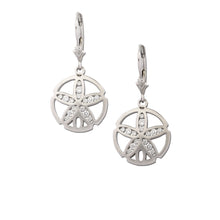 Load image into Gallery viewer, Sand dollar diamond earrings - channel diamond earrings - sand dollar jewelry