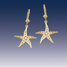 Load image into Gallery viewer, diamond starfish earrings .24 ctw diamonds starfish jewelry ocean life earrings
