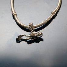 Load image into Gallery viewer, scuba diver charm on coral spacer diving charm scuba charm beach charm ocean charm