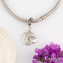 Load image into Gallery viewer, Dolphin Charm - Sterling Silver Dolphin Charm - Dolphin Jewelry - Dolphin charm on coral spacer