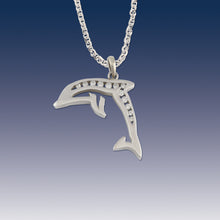 Load image into Gallery viewer, Diamond dolphin necklace 14K white or yellow gold with diamonds