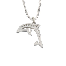 Load image into Gallery viewer, Diamond dolphin necklace 14K white or yellow gold with diamonds  dolphin jewelry