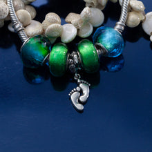 Load image into Gallery viewer, Feet charm bead - barefoot charm on coral spacer Sterling Silver
