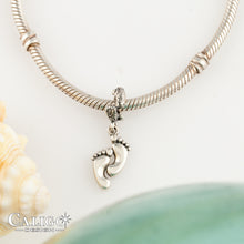 Load image into Gallery viewer, Feet charm bead - barefoot charm on coral spacer Sterling Silver