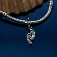 Load image into Gallery viewer, feet charm sterling silver beach charm beach charms silver charm bracelet