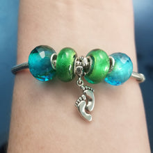 Load image into Gallery viewer, feet charm sterling silver beach charm beach charms silver charm bracelet