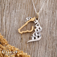 Load image into Gallery viewer, Horse Pendant Necklace - Horse Silhouette Pendant 14K TT gold  with diamonds