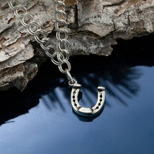 Load image into Gallery viewer, horse shoe charm - horse jewelry - horse shoe charm on o ring - horse bracelet charm
